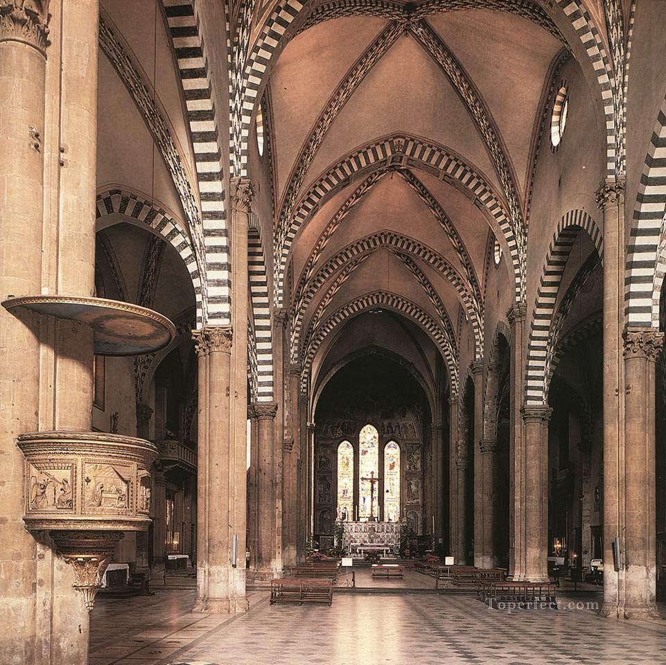身廊に沿ってトルナブオーニ礼拝堂の眺め ルネッサンス フィレンツェ ドメニコ ギルランダイオ油絵